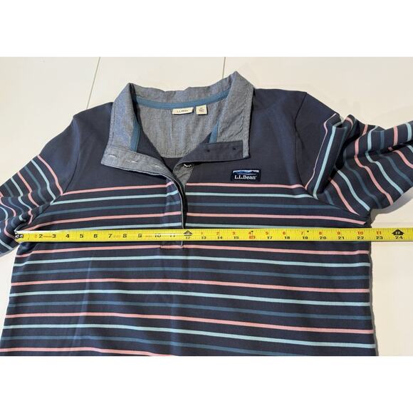 L.L. Bean Striped Rugby Top Womens Sz XL Blue 100% Cotton Pullover Preppy - Picture 7 of 10